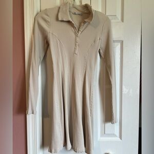 NWOT ZARA Beige Ribbed Long Sleeve Dress
